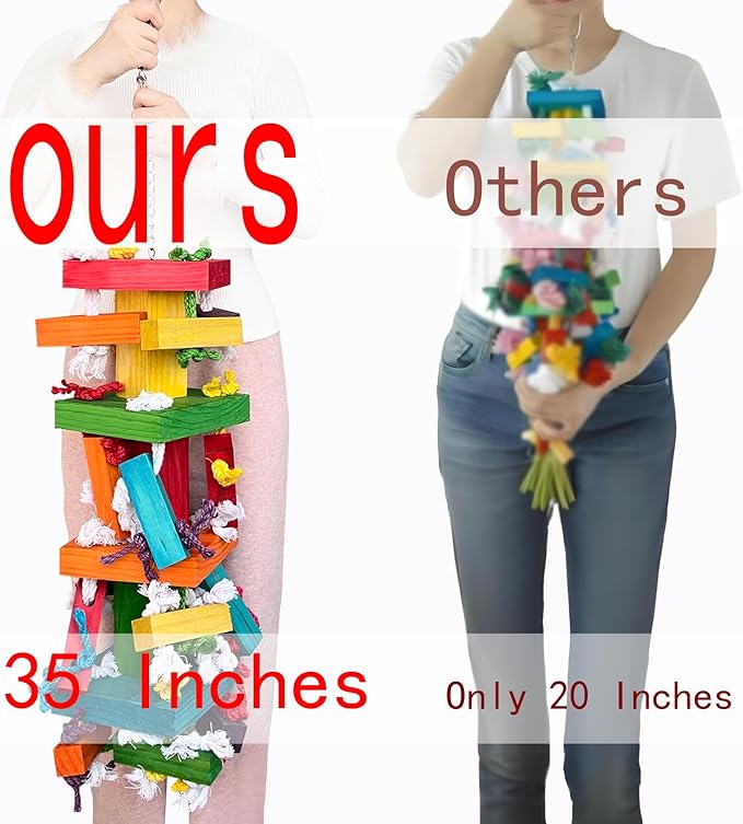 35" Extra Large Parrot Toys - Chewable Foraging Toys for Macaws, African Grey, Amazon Parrots - Durable Bird Cage Accessories Gift