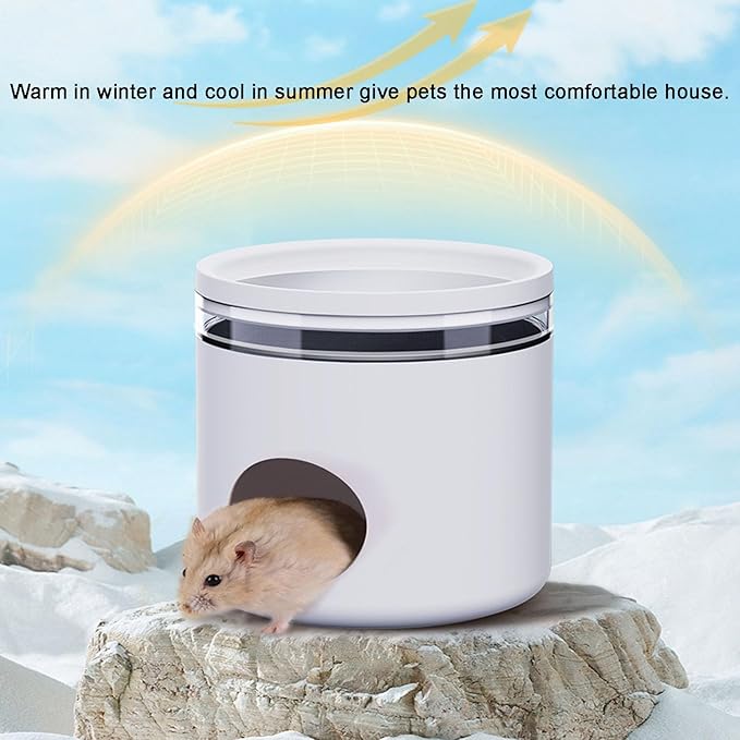 Hamster Hideout, Hamster Cage Habitat Creative Cooling Hamster Bed, 2 Ice Packs Included,Hideouts for Syrian Dwarf Hamsters Guinea Gerbils Lemmings or Other Similar-Sized Small Pet (White)