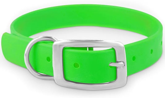 Regal Dog Products Medium Light Green Dog Collar with Heavy Duty Double Buckle & D Ring | Vinyl Coated, Custom Fit, Adjustable Biothane Dog Collar Chew Resistant Waterproof Collar for Dogs