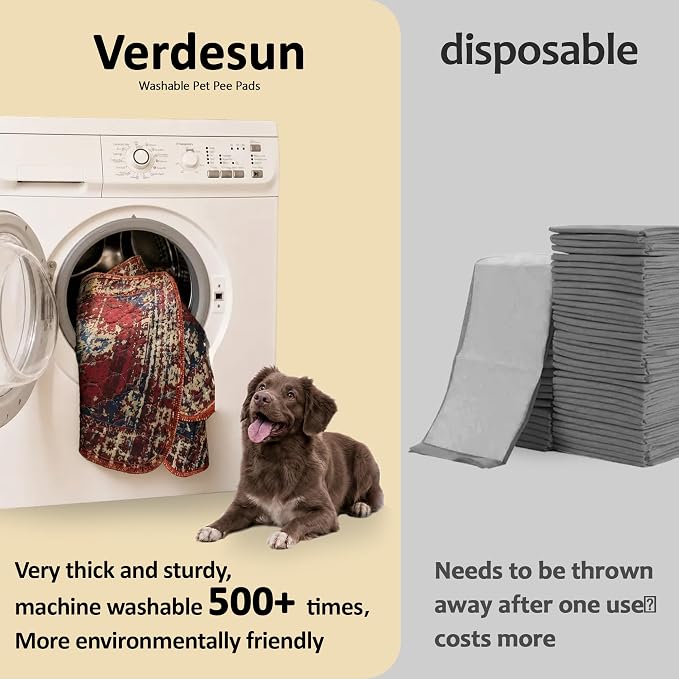 Washable Pee Pads for Dogs, Reusable Puppy Potty Training Pads, Ultra-Absorbent Thick Waterproof Leak-Proof Non-Slip Pads & Mat for Crate, Playpen, Floor, Whelping & Housebreaking , 1 Pack 72"x72"