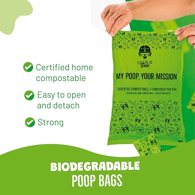 Certified Compostable Dog Poop Bags – ASTM D6400 Plant-Based Cornstarch Biodegradable Pet Waste Bags, Extra Thick Leak-Proof, Fits Standard Dispensers (240)