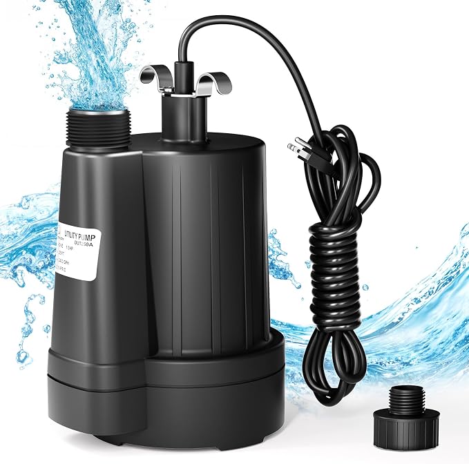 D-HONOR Sump Pump Submersible Utility Water Pump 1/3HP 2400GPH | Thermoplastic Electric Portable Transfer Drain Pump for Swimming Pool Pond Garden Basement with 3/4 IN GHT