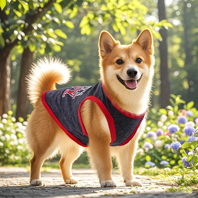 Pistha 4 Pack Dog Shirts Summer Printed Puppy Clothes Novel Sleeveless Pet T Shirts Dog Clothes for Small Medium Dogs Cats Boy(L)