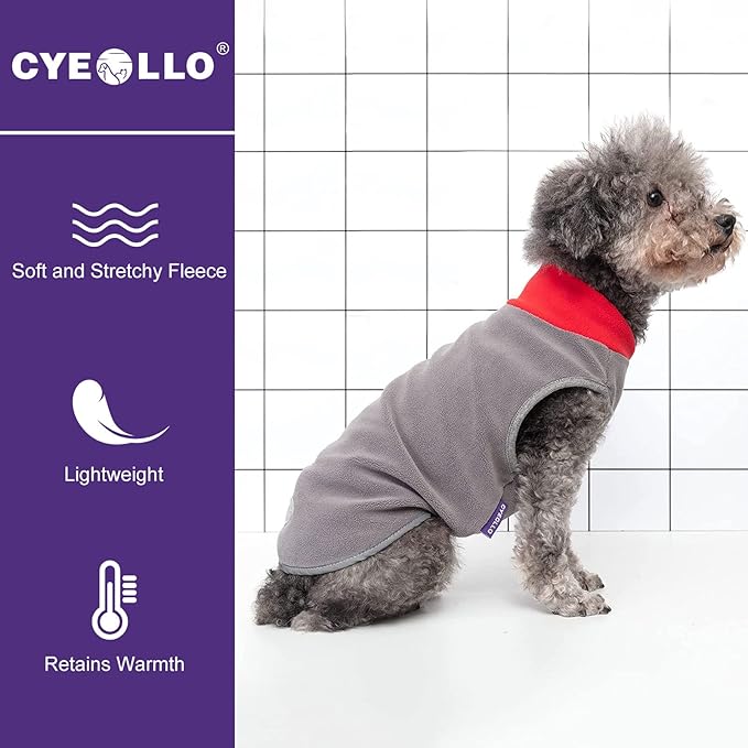 cyeollo 2 Pack Dog Sweater Fleece Vest Pullover Pet Sweatshirt Reflective Lightweight Dog Clothes for Large Dogs Boy Girl Pet Apparel Red, Red & Grey XXXL