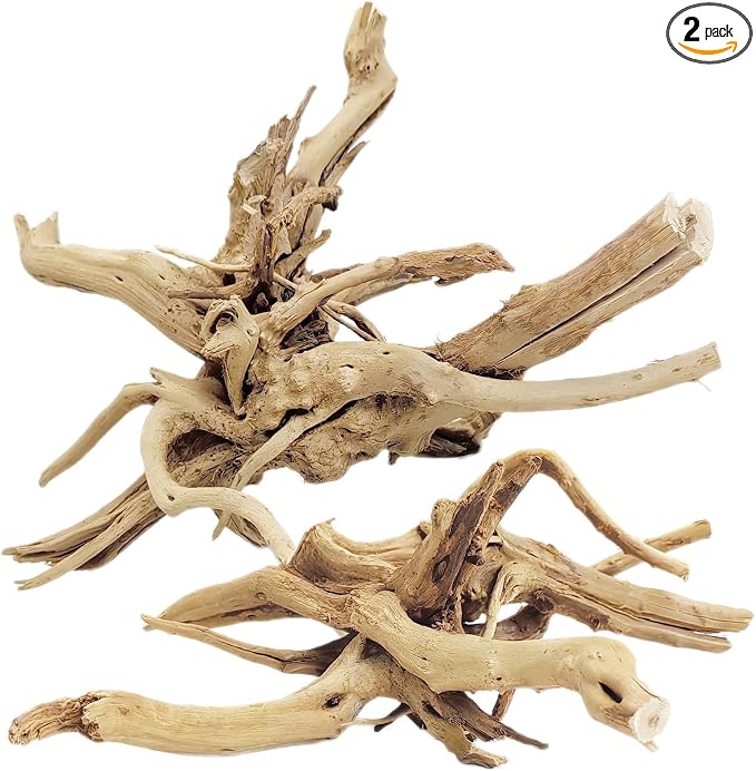Tfwadmx Natural Driftwood for Aquarium, 11-13 inch Reptile Branches Terrarium Wood Aquarium Trunk Driftwood Tree Fish Tank Log Decoration Pack of 2