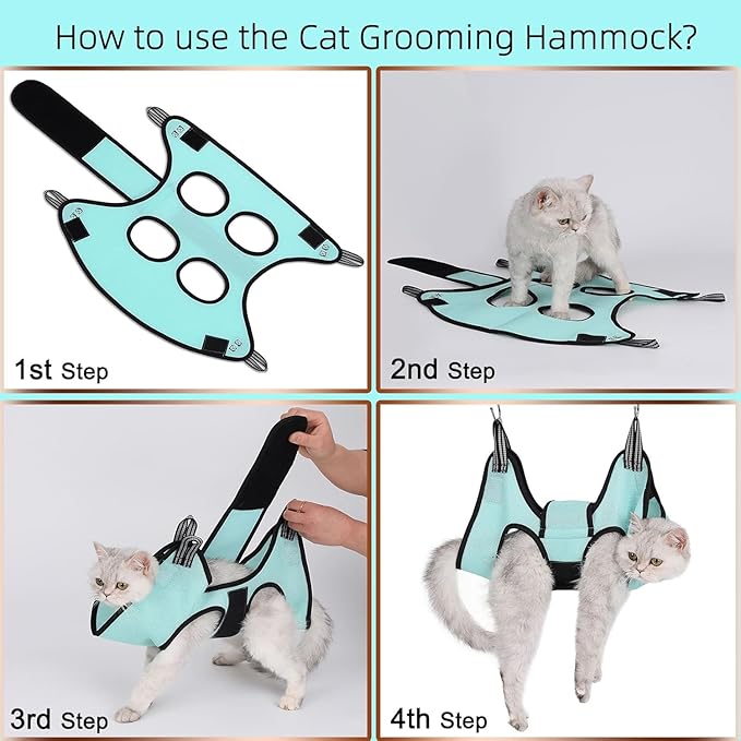 Dog Grooming Hammock, Cat Hanging Harness for Nail Trimming with Nail Clippers, Dog Sling for Nail Clipping, Grooming Harness for Dogs at Home (Grey, xs)