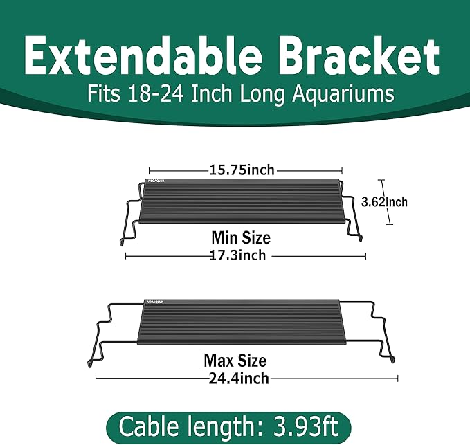 24/7 LED Aquarium Light for 18-24 Inch Plant & Fish Tank IP68, 12-Color & Gradient & Full Spectrum with Sunrise-Daylight-Moonlight, Auto On/Off, Brightness, Extendable Brackets for Freshwater