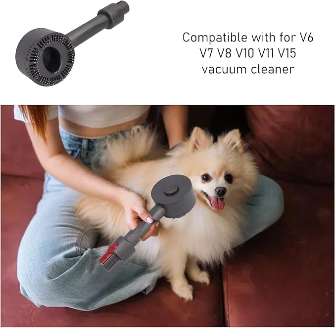 Vacuum Pet Hair Brush Attachment: Efficient Grooming and Shedding Tool for Dogs and Cats with Long Bristles to Remove Hair from Carpets, Furniture Floors