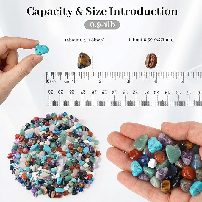 1LB(450g) Quartz Crystals, Crushed Chips,Polished Stone Vase Filler | Irregular Shaped Succulent Rocks for Plants Indoor, Betta Fish Tank Gravel,Table Scatter and DIY Crafts