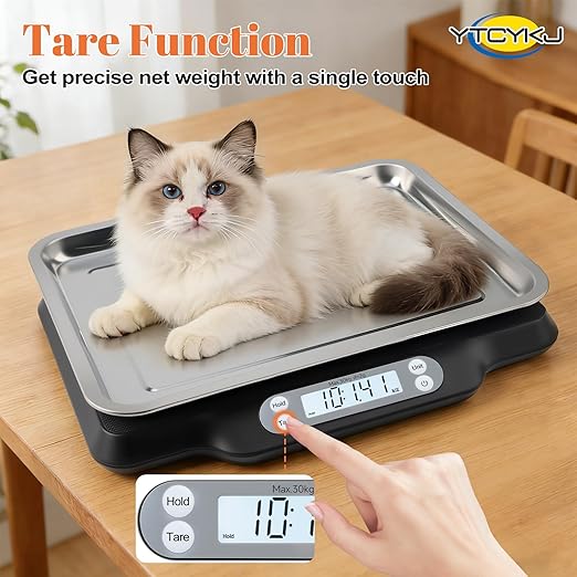 Digital Pet Scale for Accurate Weighing & Baby Scale Kitten Scale– High-Precision Puppy Scales, Dog Cat Scale | 30kg/66lb Capacity, 2g Accuracy, Non-Slip Mat, Tare & Hold Function
