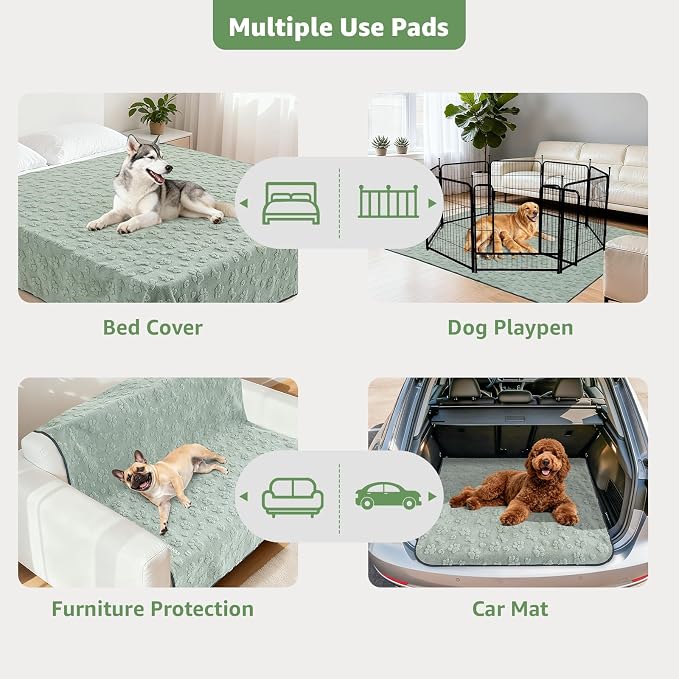 LOOBANI Washable Pee Pads for Dogs: 2 Pack Super Absorbent Reusable Puppy Pads, Leakproof and Waterproof Dog Training Pads Whelping Pads for Potty, Floor, Crate, Couch Bed and Travel, 31"x36"