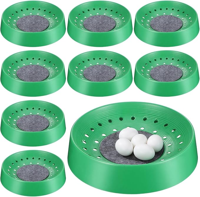 Balacoo 10 Pcs Pigeon Nest Bowl, Durable Plastic Pigeon Nesting Box with Comfort Pad, Breathable Washable Bird Breeding Hatching Bowl for Parakeet Quails Doves and Small Birds (Green)