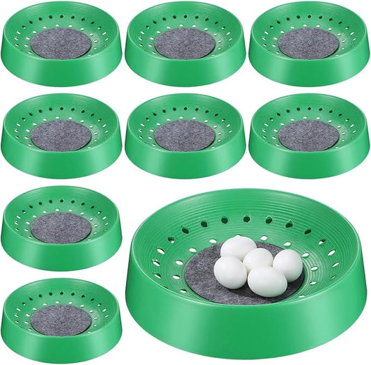 Balacoo 10 Pcs Pigeon Nest Bowl, Durable Plastic Pigeon Nesting Box with Comfort Pad, Breathable Washable Bird Breeding Hatching Bowl for Parakeet Quails Doves and Small Birds (Green)