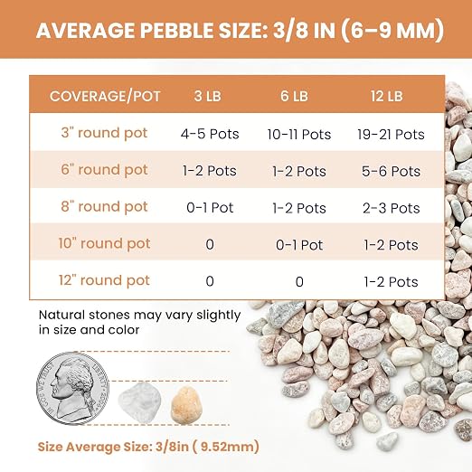 3/8 Inch Polished Decorative Pebbles, River Rocks for Indoor Plants, Succulents, Planters, Vases, Fish Tank, Aquarium Gravel & Landscaping (Pink, 6LB)