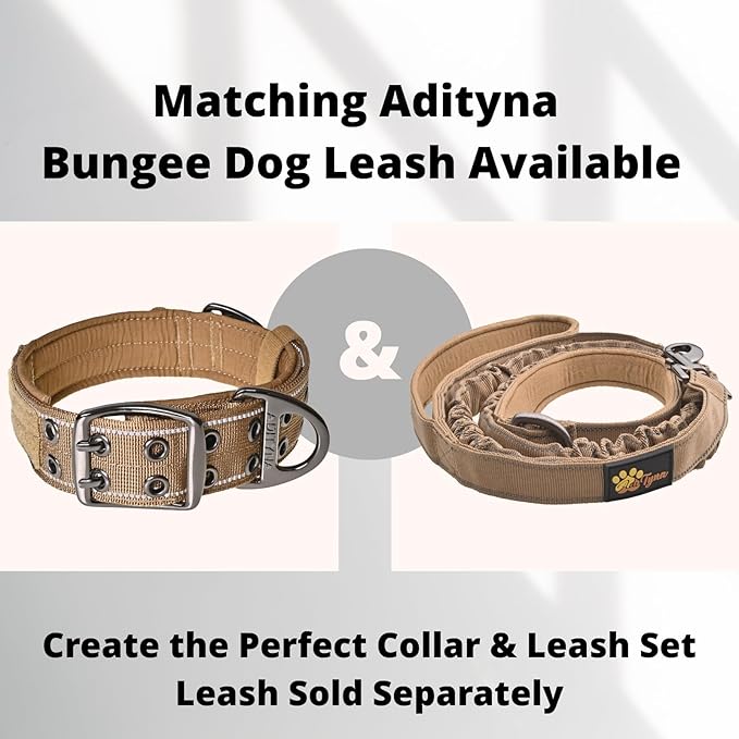 ADITYNA Heavy Duty Dog Collar for Large Dogs - Reflective Collar with Handle for Training, and Walking - Wide, Thick, Tactical, Soft Neoprene Padded