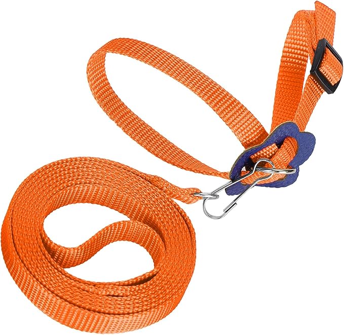 Bird Harness and Leash, 120cm Pet Parrots Adjustable Nylon Anti‑Bite Training Rope for Outdoor Flying Parrot Harness Leash Training Supplies for Parrots Alexandrine, Scarlet, Keck, Mini Macaw(Orange)