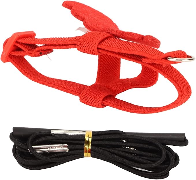Pet Bird Harness Leash, Lightweight Bird Flying Harness Anti Bite Bird Harness Leash for Parrots Pigeons Lovebird Red