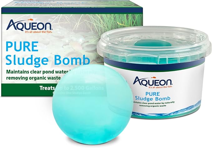 Aqueon Pure Sludge Bomb, Reduces Sludge and Organic Waste in Ponds and Koi Habitats, Breaks Down Muck and Clarifies, Treats 2500 Gallons, 1-Pack