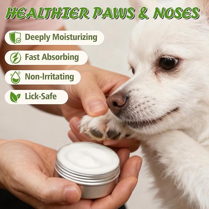 Dog Paw Balm & Nose Balm, Lick-Safe & Moisturizing | All-Natural Moisturizer & Soother for Dry | Deep Repair for Dry, Cracked Paws | Horse Hoof and Joint Care Friendly (Value Size 2.12oz)
