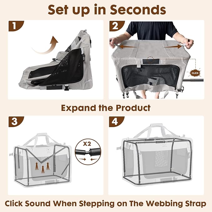 PEGIC Extra Large Cat Carrier for 2 Cats, Portable Soft Sided Large Pet Carrier for Traveling, Indoor and Outdoor Uses, 24"×16"×16" (X-Large)