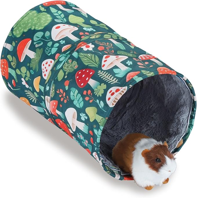 IBWell Cute Mushroom Guinea Pig Hideout Tunnel Bunny Tunnel Guinea Pig Tunnels and Tubes Hamster Tunnel Soft Tunnel