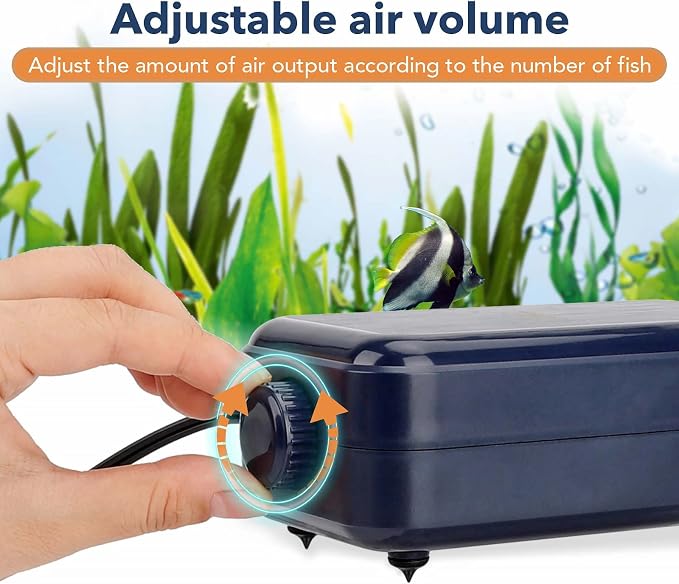 hygger Aquarium Air Pump,Adjustable Oxygen Pump，Silent Powerful Aerator Pump 2W/3W/4.5W/6W/ 1/2 Air Outlets Ultra for Up to 100 Gallon Tank