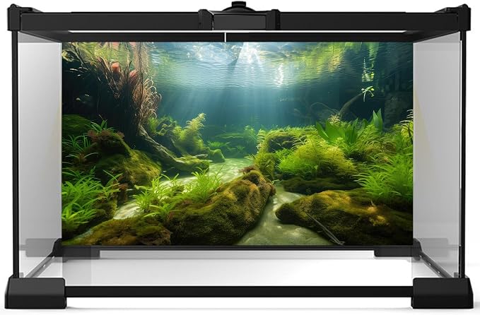 Ocean Floor Fish Tank Background Underwater Stone Aquarium Background Under The Sea Aquatic Green Seagrass Aquarium Backgrounds Undersea Cave Sunlight Reptile Fish Tank Enclosure Backgrounds 36x18in