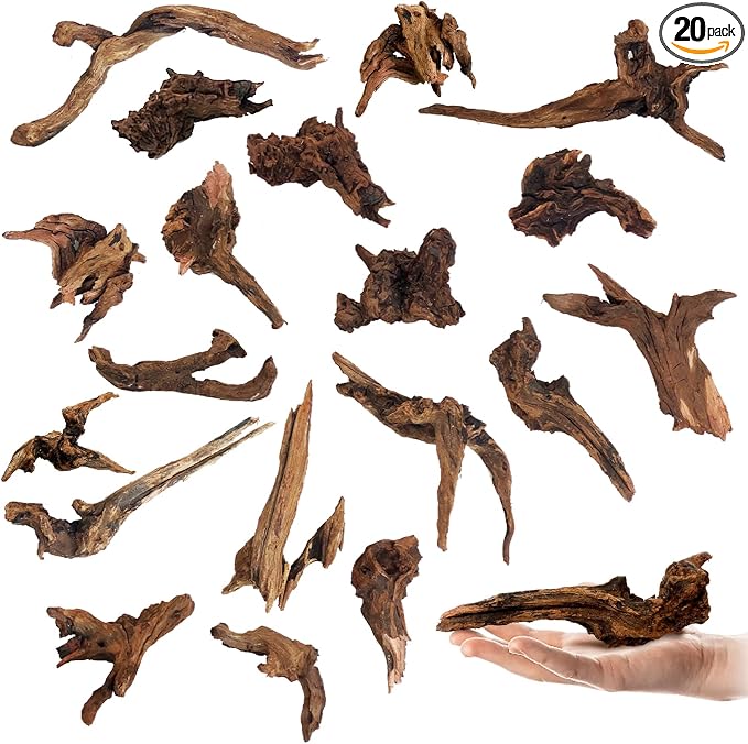 Tfwadmx Natural Small Coral Driftwood for Aquarium Decor 20 Pcs 4-6" Fish Tank Decorations Reptile Decor Assorted Driftwood Branch Reptile Tank Wood Decor