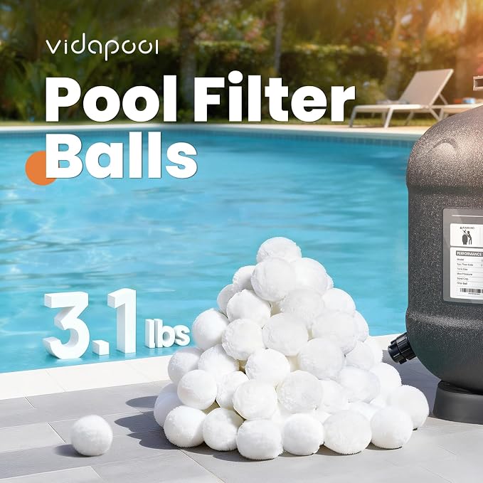 3.1 lbs Pool Filter Balls for Sand Filter, Replaces 100 lbs Sand | Reusable White Filter Balls for Swimming Pools, Lightweight Pool Filter Sand Replacement, Efficient Sand Filter Ball