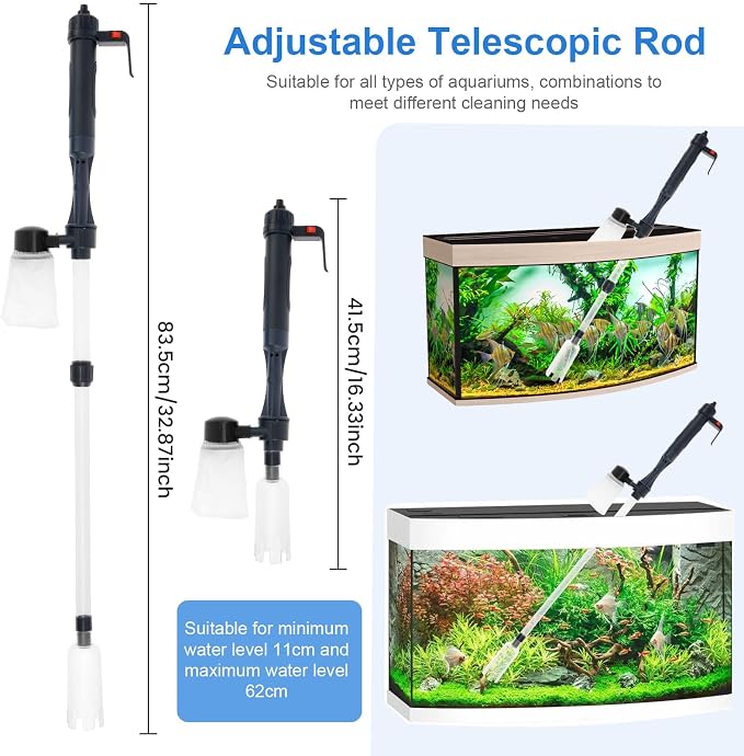 Fish Tank Cleaner, Aquarium Gravel Cleaner,Electric Fish Tank Gravel Cleaner Vacuum,Aquarium Cleaning Tools for Automatic Change Water Remove Dirt,Wash Sand Water Shower & Water Circulation