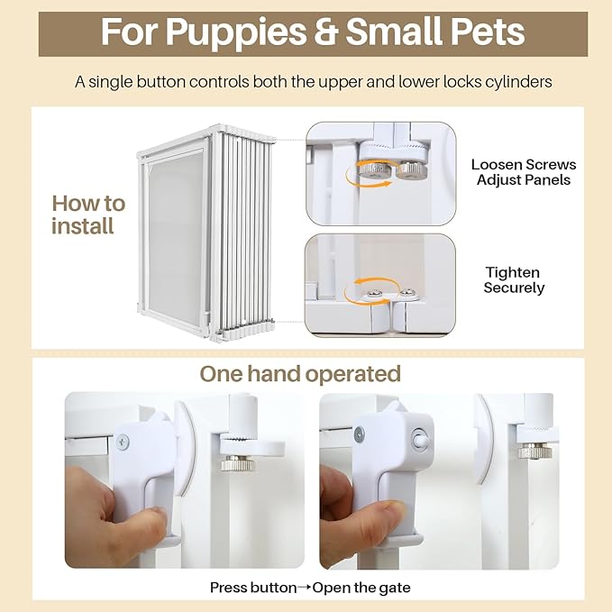 NiceTCU 24" H Acrylic Dog Playpen Indoor, Metal Frame Clear Dog Playpen with Door - 10 Panels, Easy Assemble Pet Fence, DIY Foldable Pet Pen for Ducks Puppy Rabbit Small & Medium Pets- 10Pcs White