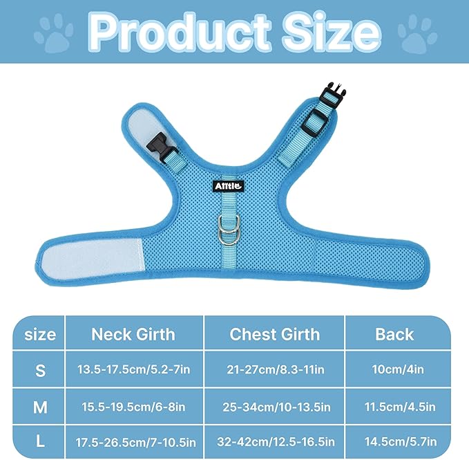 AIITLE Breathable Bunny Harness and Leash Set, Adjustable Straps & Magic Tape Design, Comfort Fit Vest for Puppies, Cats, Squirrels, Rats, Bunnies, Ferrets, Outdoor Walking, Blue S