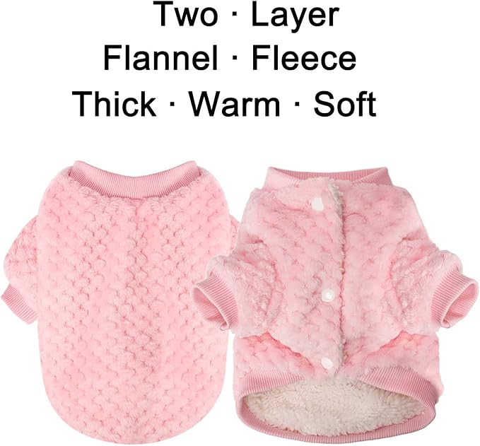 POMIU Dog Sweater, Dog Sweaters for Small Medium Dogs or Cat, Warm Soft Flannel Pet Clothes for Dogs Girl or Boy, Dog Shirt Coat Jacket (Coat Pink+Purple, Medium)
