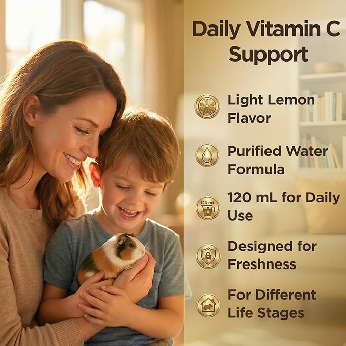 Guinea Pig Vitamin C Liquid Drops Guinea Pigs Accessories Supplement Supplies for Food Essentials Water Drops and Treats No-Drip Formula (4 fl oz)