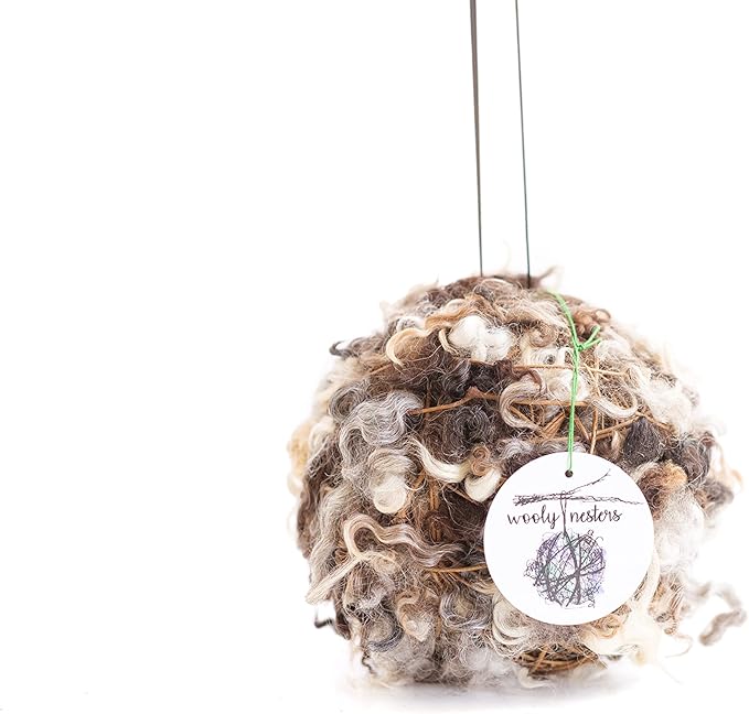 Deluxe Refillable Wild Bird Nesting Ball - Natural Wool Nesting Material Dispenser - Birder Garden Decor Gift