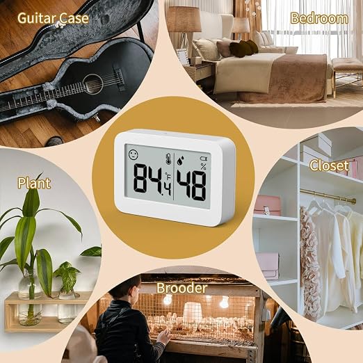 2-Pack Mini Hygrometer Indoor Thermometer, Humidity Gauge with Switch (℃/℉), Humidity Meter Digital Temperature Monitor for Greenhouse Babyroom Cellar Reptile Incubator Closet
