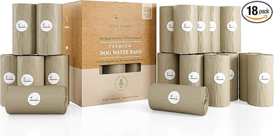 100% Certified Home Compostable and Biodegradable Dog Poop Bags - ASTM D6400 & EN 13432 Compliant dog poop bags rolls – 270 Bags – 18 x Rolls of Plant Based Poop Bags for dogs - Thick Poop Bags