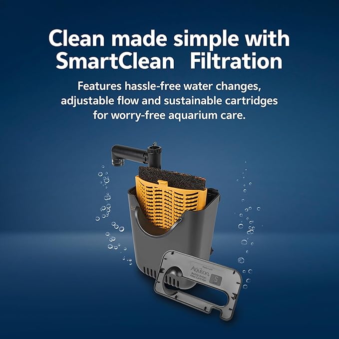 Aqueon Aquarium Starter Kit with Smart Clean Filtration and LED Lighting, Freshwater and Saltwater Fish, Perfect for Tetras, Guppies, Platies, 10-Gallon