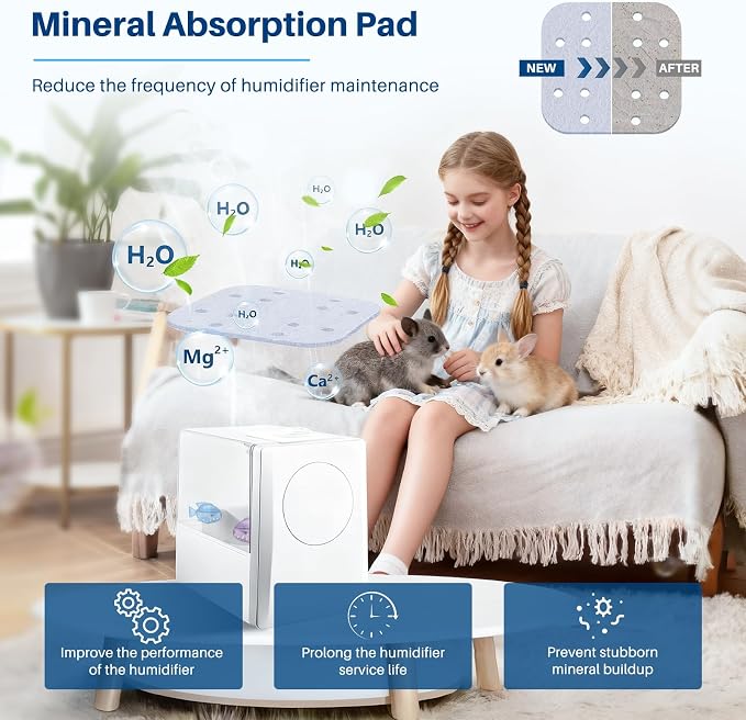 Top Fill Humidifier Filter Replacement for LEVOIT Classic160, Dual150 | LV600S,Classic300(S), OasisMist 450S, Superior6000S Series Humidifiers to improve Humidification- 20 Filters + 6 Fishs