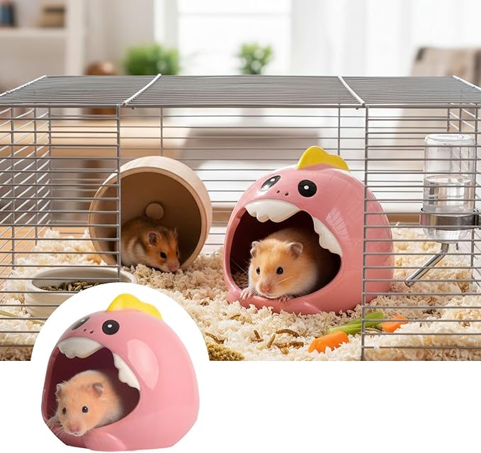 Ceramic Pet Nest for Small Animals - Hamster Ceramic House with Smooth Interior, Enclosed Hideout for Comfortable Shelter and Ventilation