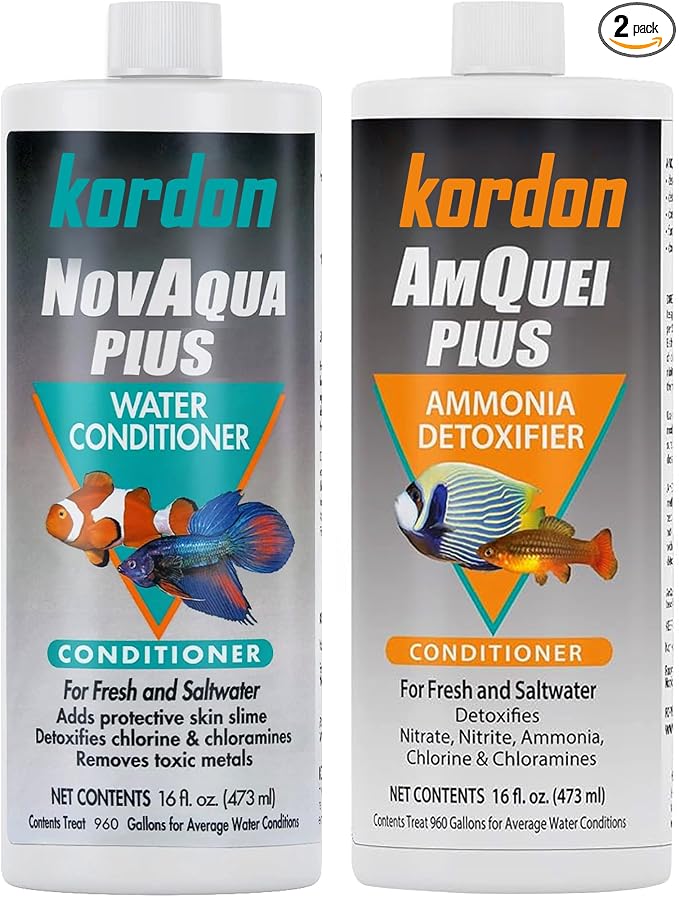 Aquarium Water Conditioner Bundle, 2 Bottles (16 fl oz Each), Freshwater & Saltwater Aquarium Water Treatment Set, Includes Microfiber Cleaning Cloth