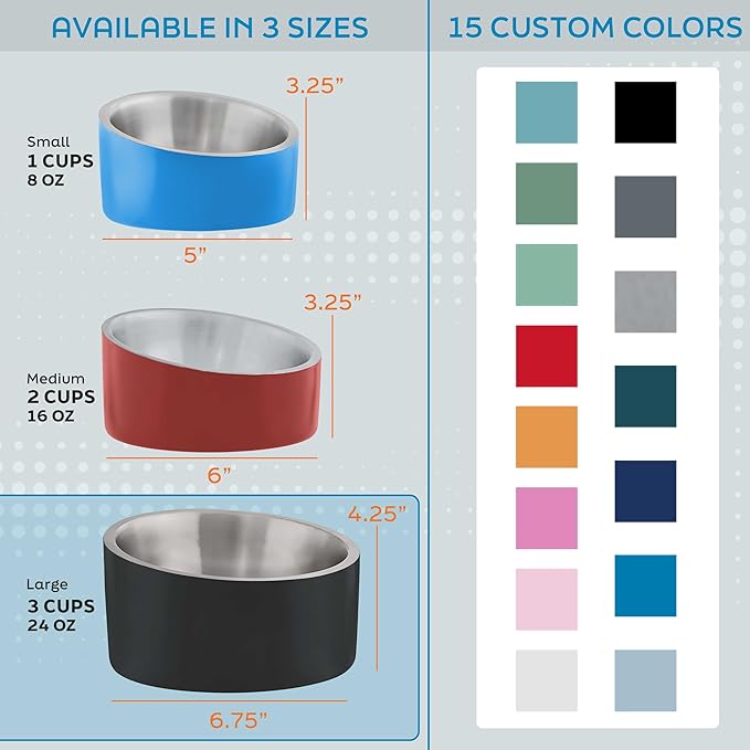 Master Pet Supply Stainless Steel Slanted Dog Cat Food Bowl - 24 oz Heavy Duty - Camo Patrol, Double Wall Insulated, Non-Slip Elevated Bowl for French Bulldogs Pugs Cats, Anti Rust Dishwasher Safe