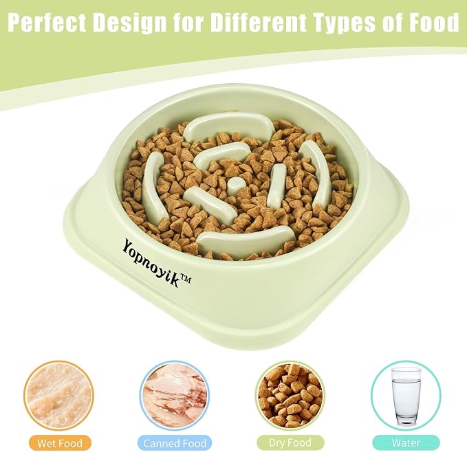 Yopnoyik 2 Pack Slow Feeder Dog Bowls for Healthy Eating, Non-Slip and Anti-Choking Design, Reduces Bloating & Overeating for Large Dogs, Easy to Clean