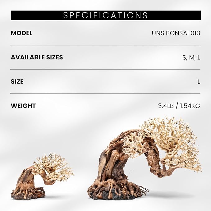Ultum Nature Systems Bonsai - Handcrafted Hardscape Driftwood for Aquarium, Terrarium, Vivarium, Natural Aquascape Hardscape Decorations, Aquascaping Hardscape for Live Aquatic Plants - 013, Large
