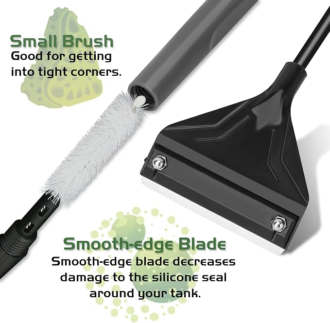 24.5’’ Professional Algae Scraper, Aquarium Blade Cleaner with 10 Pcs Replaceable Blades Stubborn Algae, Suitable for Water Tank Size Above 30 Gallons