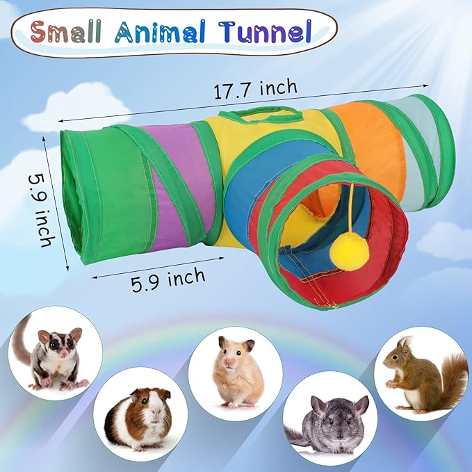 YUEPET 5.9" Guinea Pig Tunnels & Tubes Collapsible Pet 3 Way Play Tunnel Toys Small Animal Hideout Hideaway for Guinea Pig Chinchilla Ferret Hamster Rat