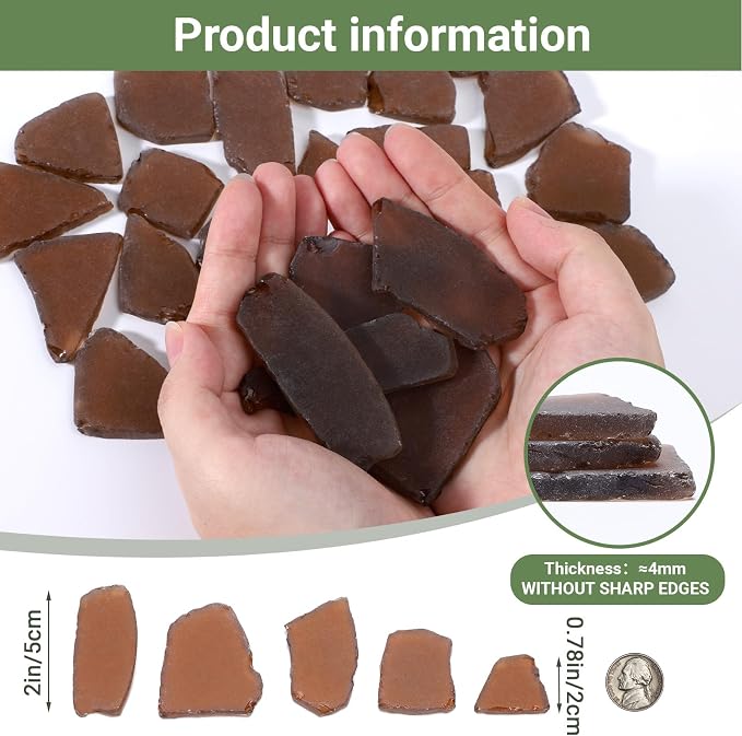 SUREAM 13oz Seaglass for Crafts, Brown Broken Glass Pieces for Art Crafts, Beach Glass for Vase Filler, Beach Wedding Centerpieces, Home Party Aquarium Decor