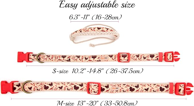 Pettsie Matching Dog Collar and Owner Friendship Bracelet Set | Adjustable for Small & Medium Dogs, Durable & Soft Hemp, Strong D-Ring, Stylish Box, Red