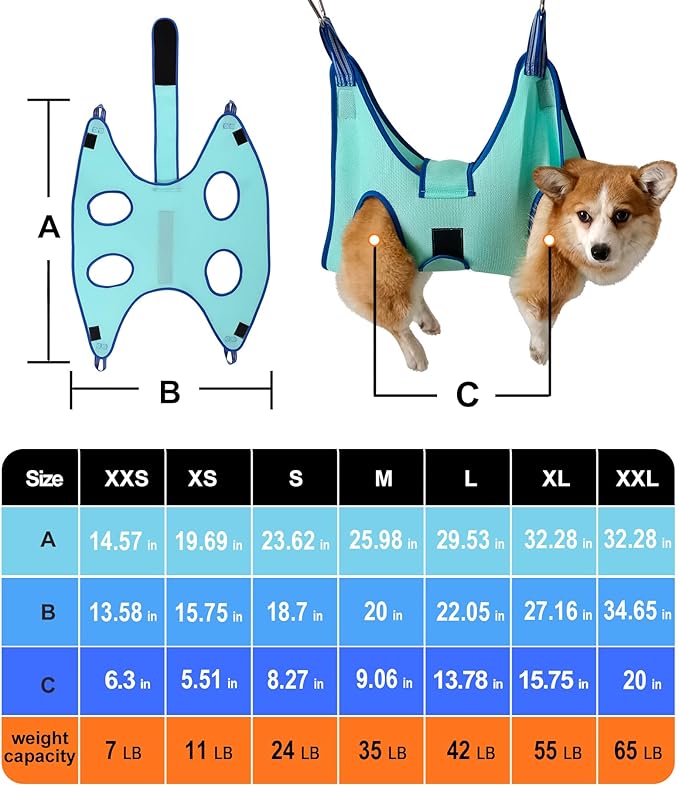 Kkiimatt Dog Grooming Hammock,Medium - Large Hanging Harness Holder for Nail Clipping,Nail Trimming Hammock for Pet,Grooming Sling Hanger Restraint for Claw Care