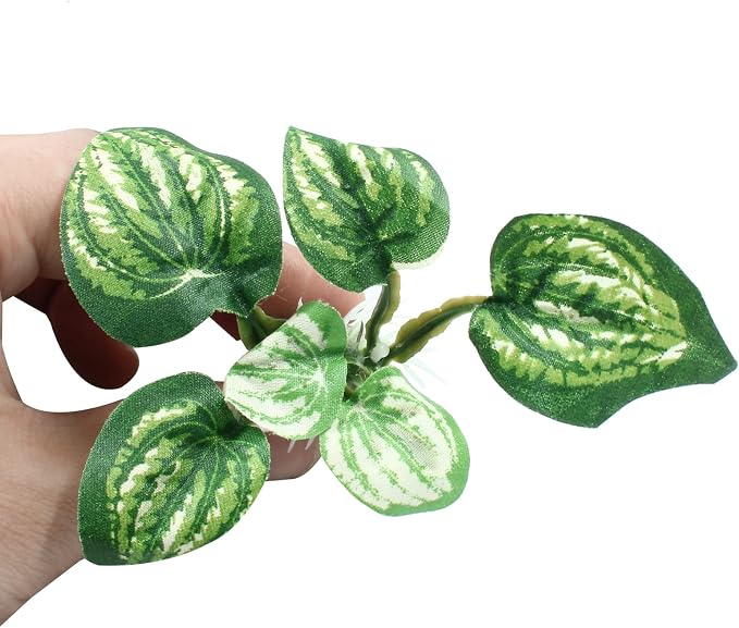 Soft Aquarium Plants Betta Fish Tank Decorations, Green, 2 Inch | Betta Leaf Pad, Silk Plastic Artificial Plants, 4Pcs Set, Reptile Tank Decor